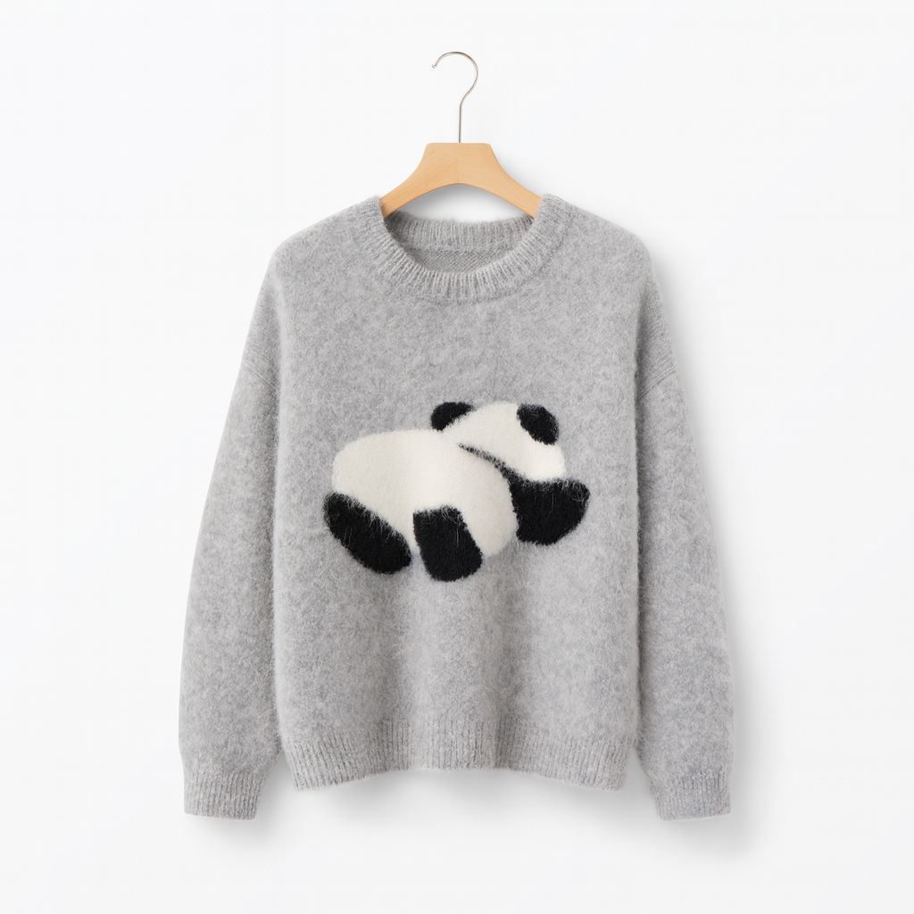 Warm pup knit jumper panda
